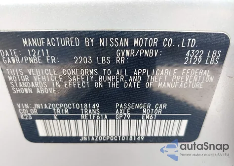 2012 Nissan Leaf Sl из США, поврежденный, VIN JN1AZ0CP0CT018149